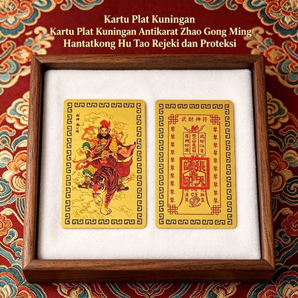 kartu fengshui plat emas zhao gong ming hantatkong uk 8,7 cm