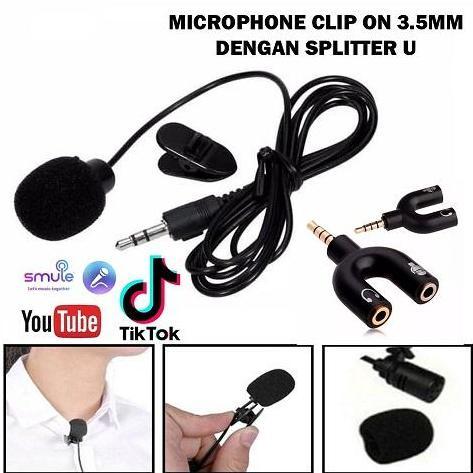 PAKET YOUTUBER VLOGGER SMULE REKAMAN MICROPHONE MIC CLIP ON AUDIO SPLITTER VOICE RECORDER