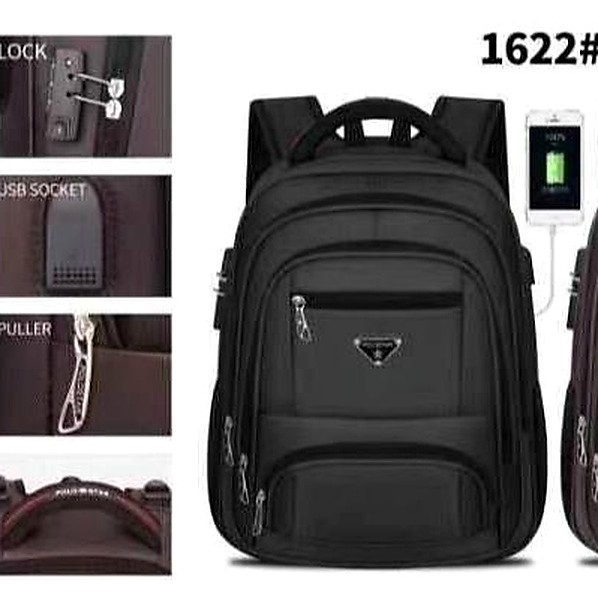 POLO STAR Tas Ransel Laptop Backpack Pria Wanita Sekolah Tas Punggung Laptop Gembok USB Port