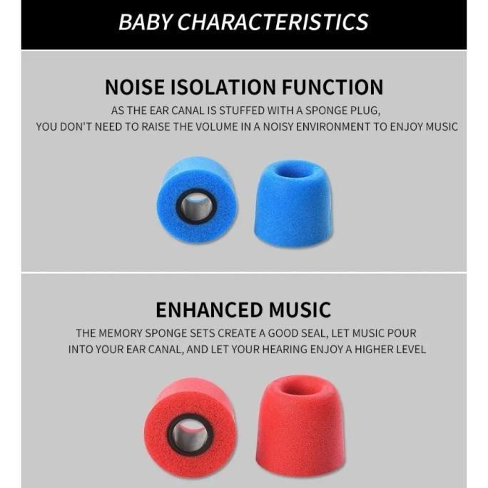 Gler- Qkz T400 Earphone Tips Memory Foam Noise Isolating Memory Foam Eartips