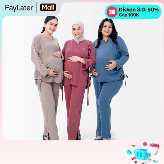 Definies - Momiasi Ruby One Set Knit Setelan Wanita Knit Rib Baju Set Celana Bumil Busui Friendly