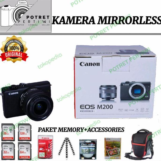 Canon Eos M200 Kit 15-45Mm / Kamera Mirroles Canon M200 Kit 15-45Mm Mirrorless