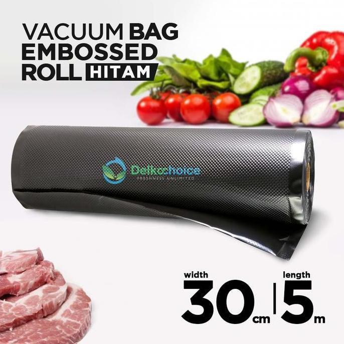 VACUUM BAG EMBOSS EMBOSSED ROLL HITAM DELKOCHOICE 30CM