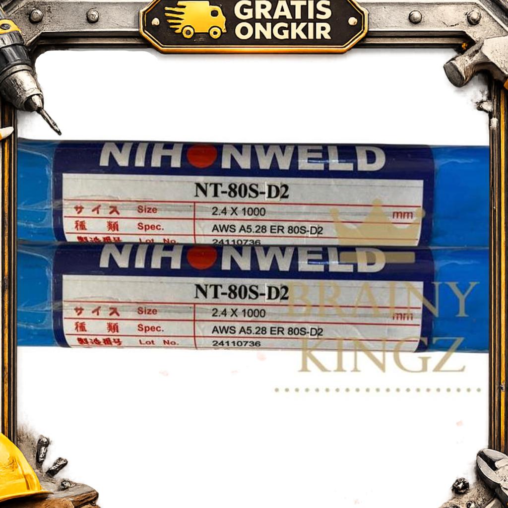 Kawat Las Nihonweld Nt-80S-D2 Er80S-D2 2,4Mm Nt 80S-D2 Uk 2.4Mm, 5 Kg