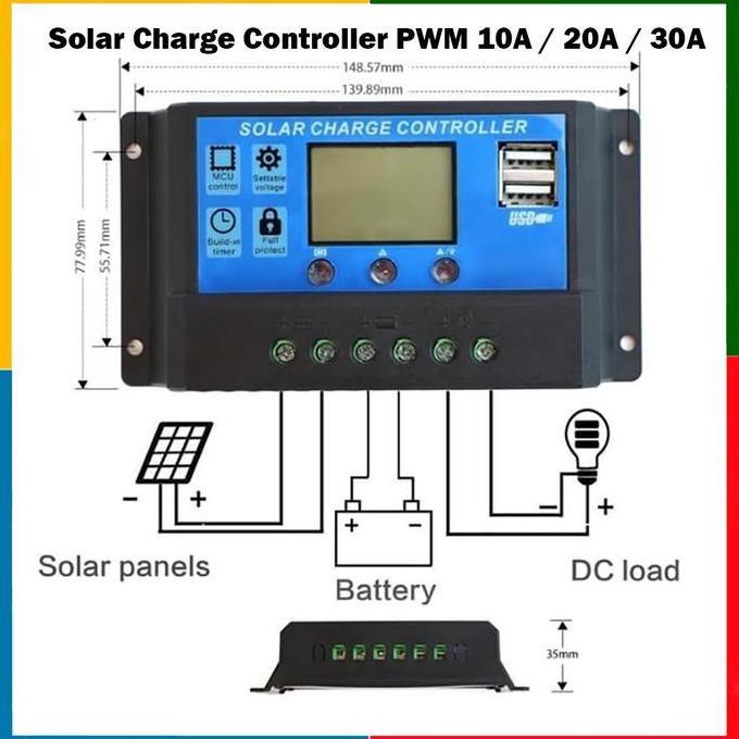 Solar Charge Controller 10A 20A 30A SCC Panel Surya PWM