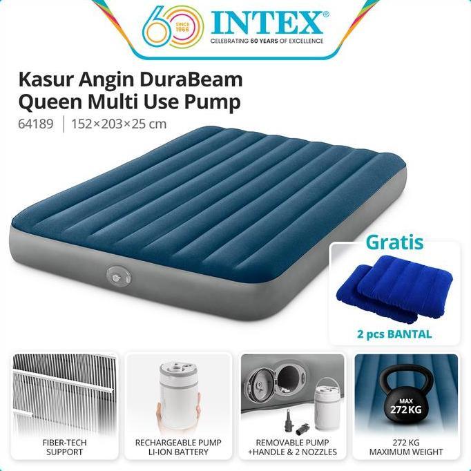 HARGA DISC - INTEX Kasur Angin Pompa 152X203X25CM 64189