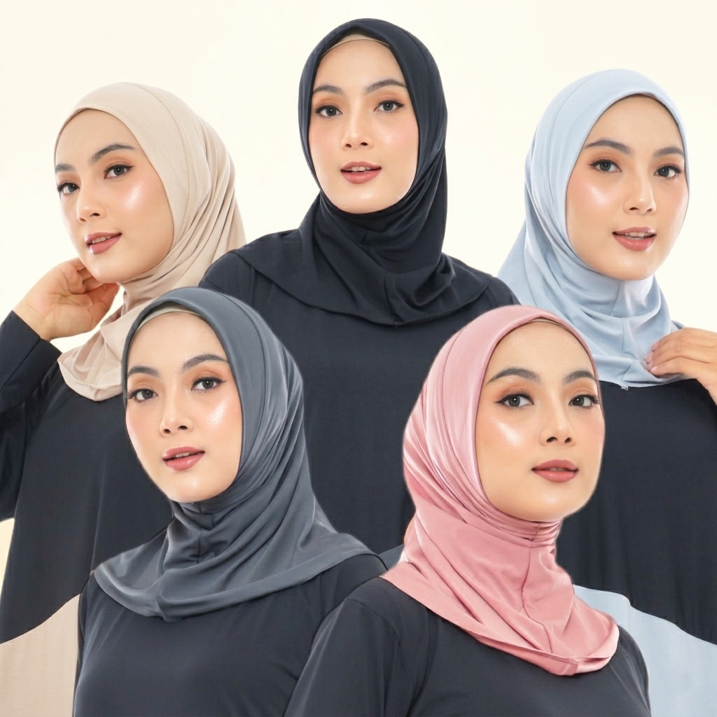 Hijab Bergo Pendek Sport Instant Wanita Kerudung Bergo Lari Renang