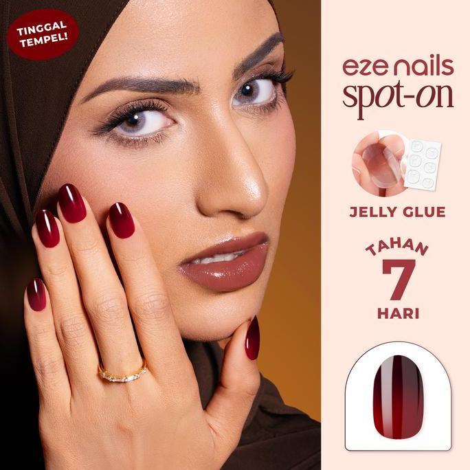 Pilihan - Eze Nails - Touch Of Henna Spot On Manicure Medium Oval (Kuku Palsu Tempel + Jelly Bond)