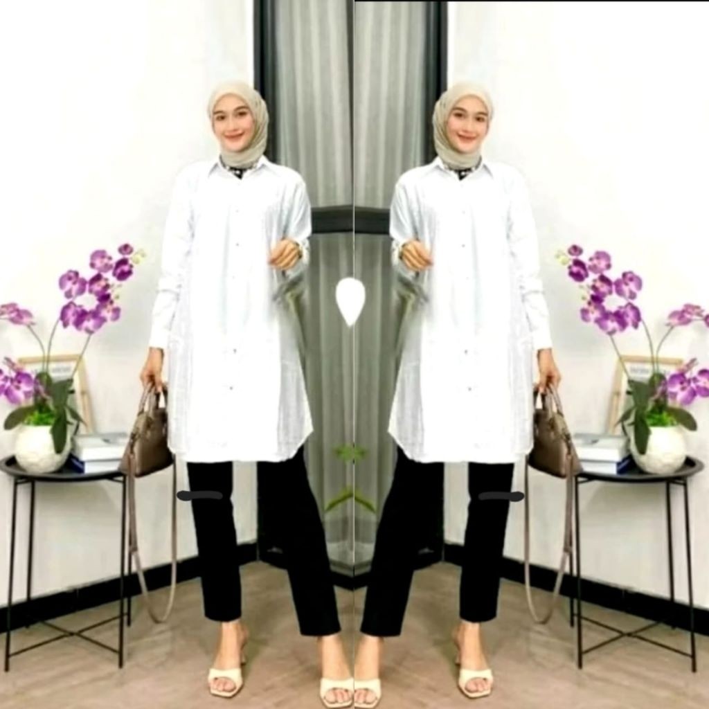 TUNIK ZEVA POLI LINEN POLOS Pakaian wanita muslimah Tunik jumbo polos Zeva tunik poli linen