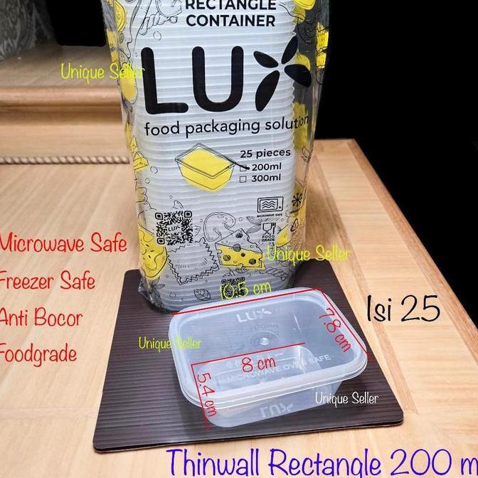 [Isi25] Thinwall Rectangle 200 ml LUX Anti Bocor Kuat / Thinwall Thinwall Rectangle Persegi Panjang 