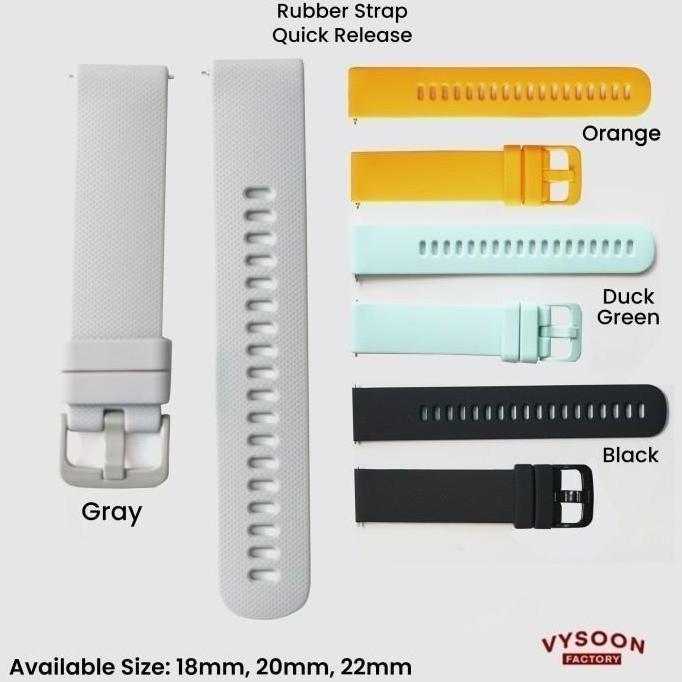 Tali Karet Strap Rubber Jam Tangan 18mm 20mm 22mm Rubber Strap Silikon