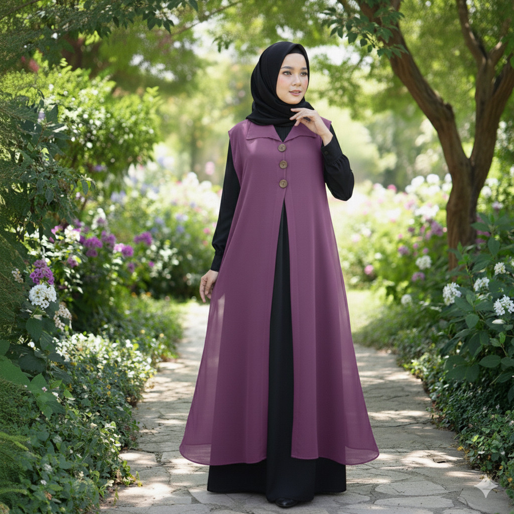 Arika Outfit Outer Kardigan Wanita Tanpa Lengan Ceruty Babydol Motif Polos Ukuran Jumbo Kekinian