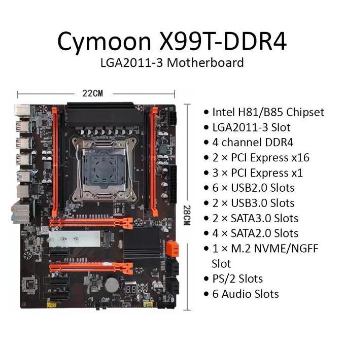Cymoon X99 Motherboard LGA 2011-3 DDR4 Mainboard Mobo USB3 SATA3 Diskon