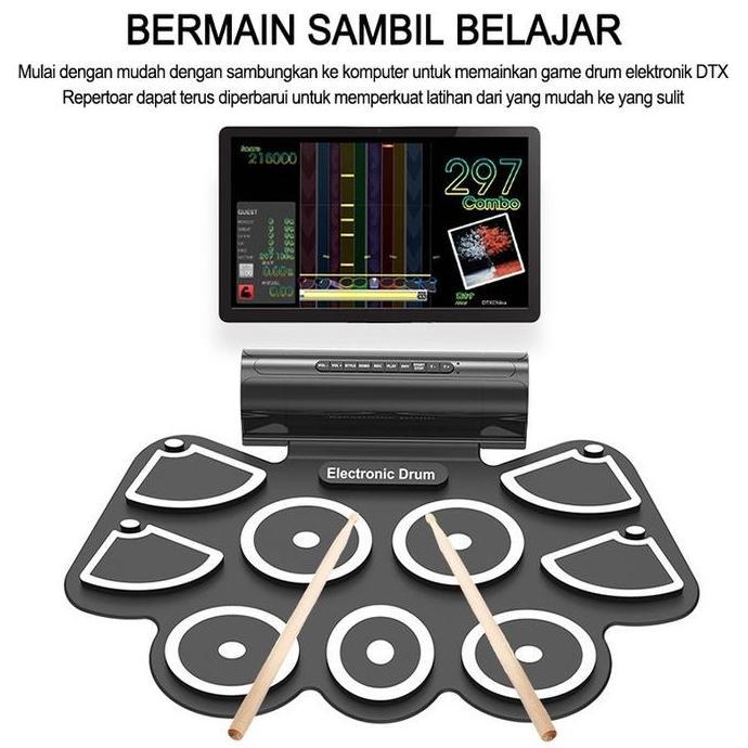 Set Drum/Set Drum Elektronik/Set Drum Set Lipat Nyaman/Set Drum Pemula Latihan Anak-anak