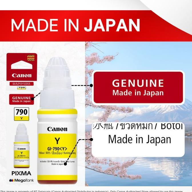 Cano- Tinta Canon Gi 790 Yellow - Printer G1010 G2010 G3010 G4010 - Tinta