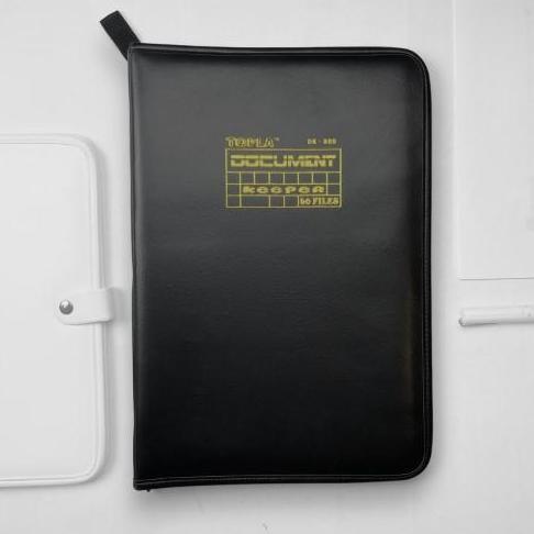 Ditio- Topla Dokumen Keeper Resleting Anti Air Kulit / Document Keeper F4 (Folio)