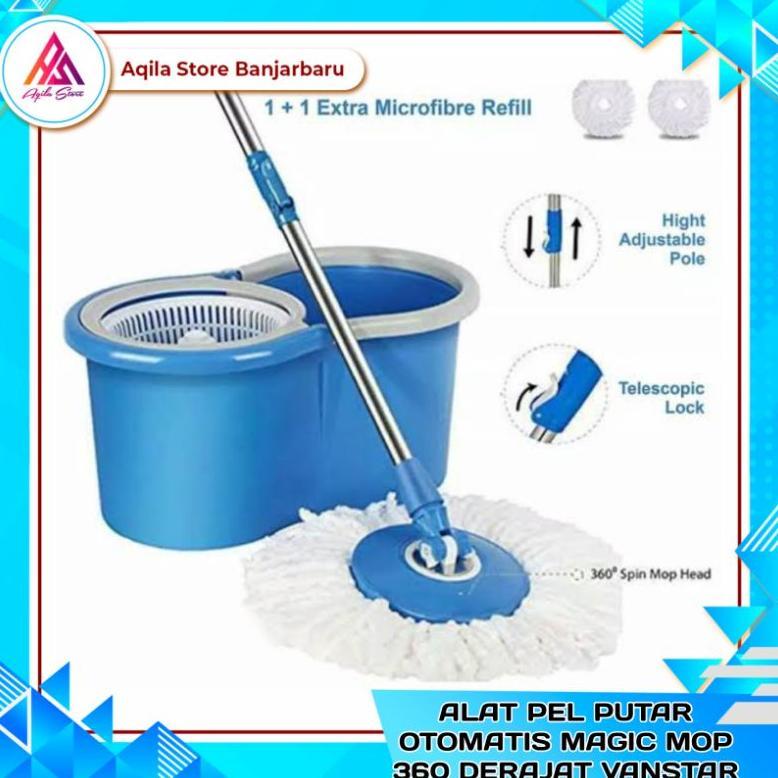 Pel Mop Putar Otomatis Vanstar / Alat Pel Putar Otomatis Magic Mop Stainless 360 Ha