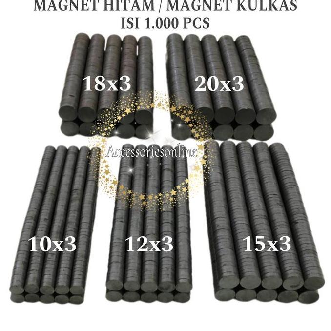Best Seller Magnet Hitam Ukuran 10mm, 12mm, 15mm, 18mm dan 20mm Ferrite Bulat Koin Tempelan Kulkas (