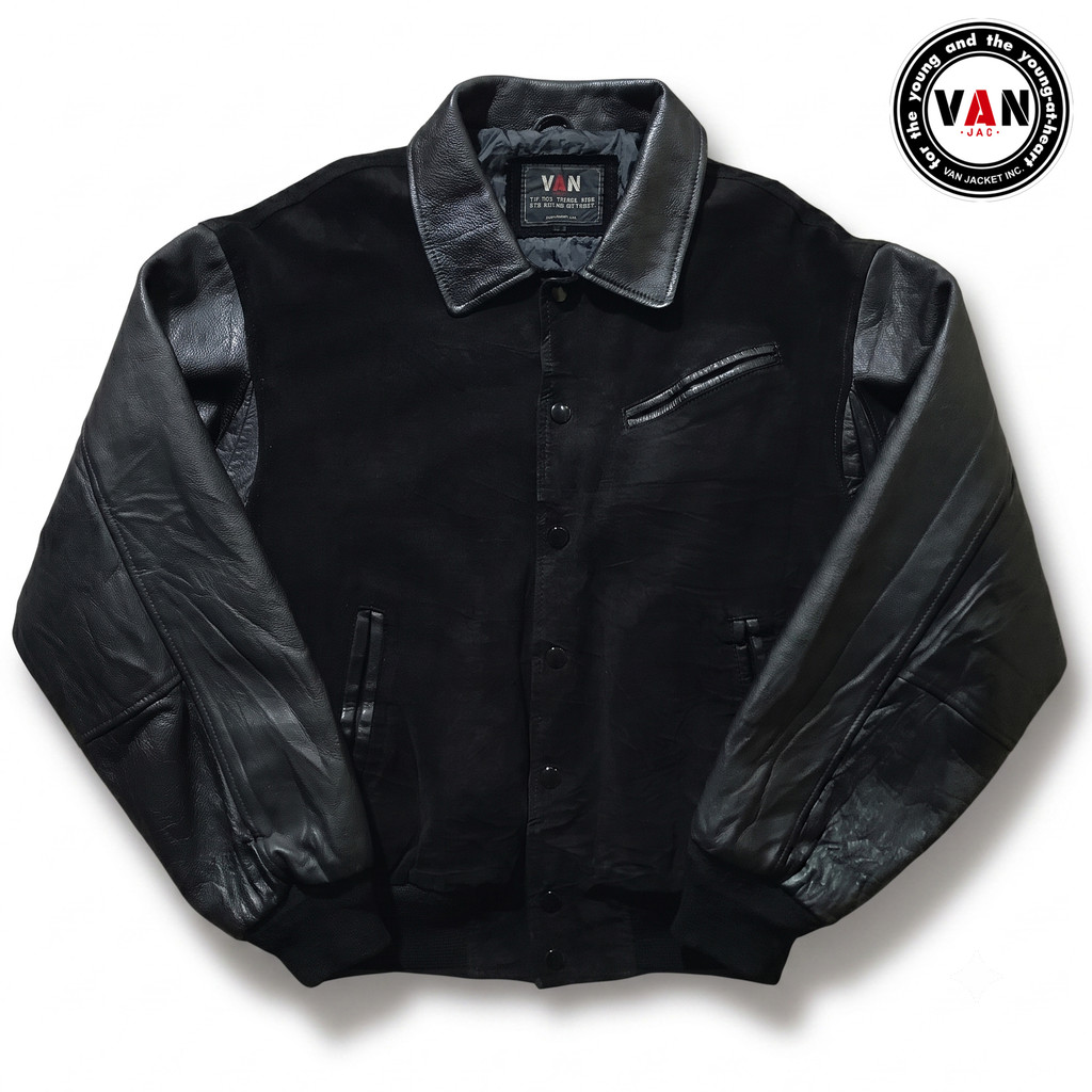 Rare Van Jac Varsity Jacket – Jaket kulit asli Leather Cowhide and Suede (not wool)
