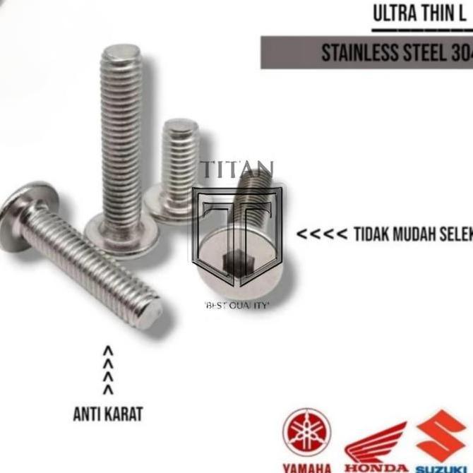 (1PCS) BAUT ULTRA THIN M6 X 18 SS304 BAUT L DRAT 6MM HEXA BAUT SUPER TIPIS