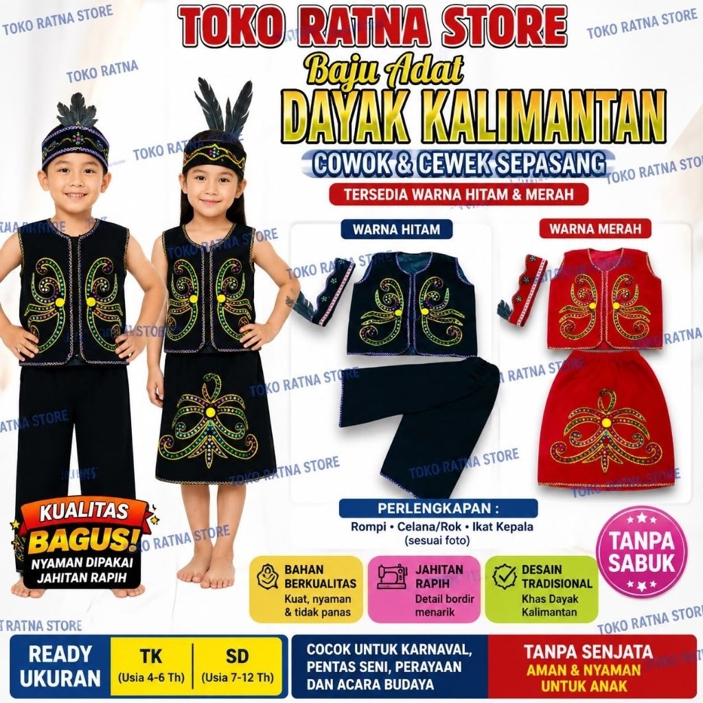 Baju Adat Dayak Kalimantan/Busana adat Dayak/ baju adat Dayak