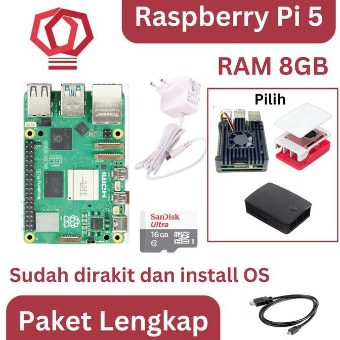 Raspberry Pi 5 8GB Paket Lengkap Siap Pakai UK Pi5 8 GB