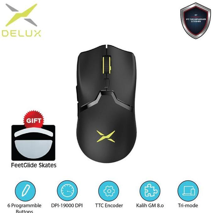 TERBARU - DELUX M800 PRO Wireless Gaming Mouse with PAW 3370 Sensor