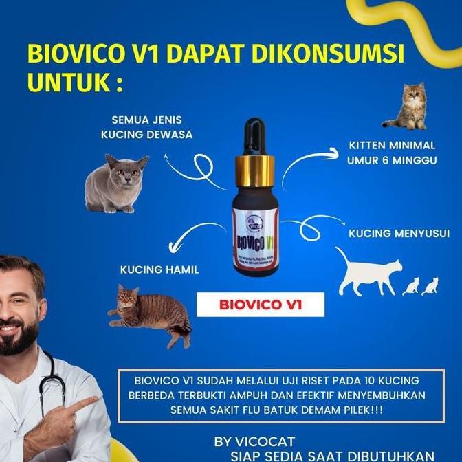 (COD) Obat Kucing Antibiotik Pernafasan Kucing Flu BIOVICO V1 Obat Pilek Batuk Demam Sariawan Bau Mu