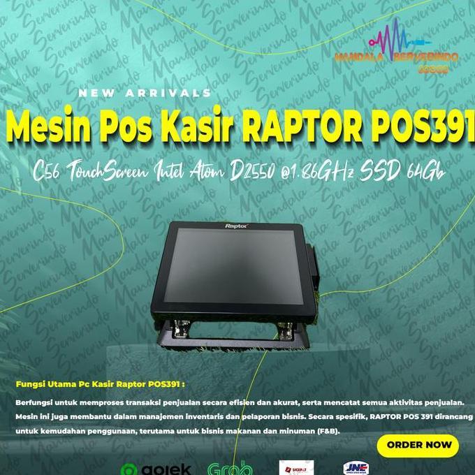 Mesin Pos Kasir RAPTOR POS391 C56 TouchScreen Intel Atom D2550 @1.86GHz SSD 64Gb Paling Murah