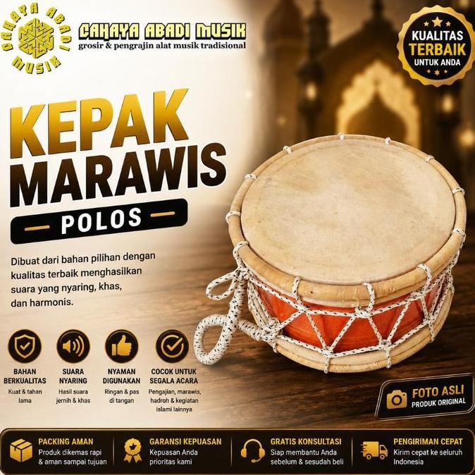 Cahaya Abadi Musik Kepak Kopak Kepruk Marawis Polos Satuan Kayu Mahoni Kulit Kambing Tali Gunung dan