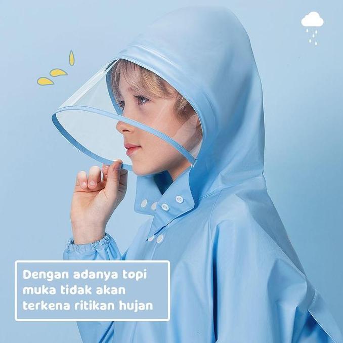 Jas hujan anak/mantel anak /hoodie anak laki laki dan perempuan ponco dengan topi extra Jas hujan an