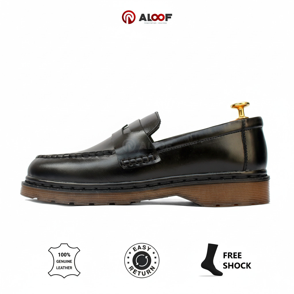 38-45 Aloof PENNY Hitam - Sepatu Loafers Pria Kulit Slip On Indonesia