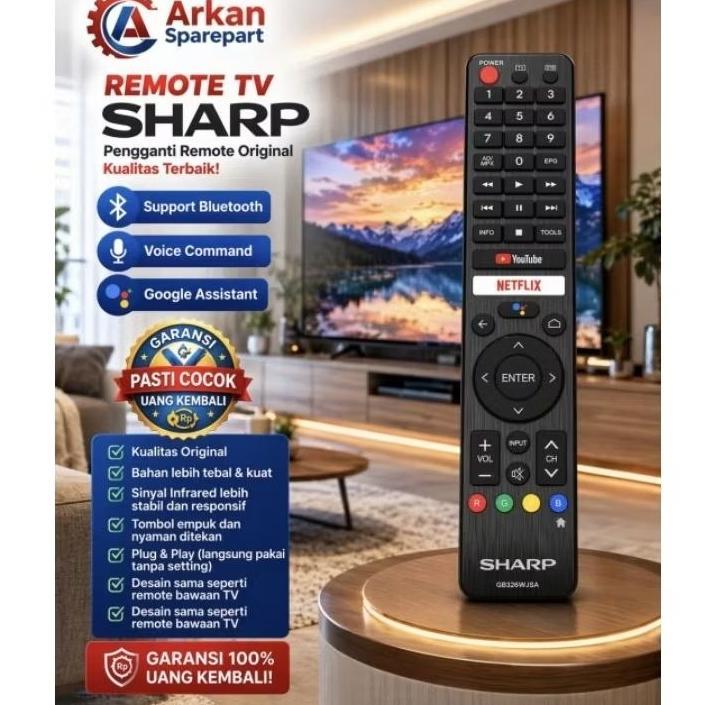 Remote TV Sharp Voice Control Bluetooth Remot Smart TV Replacement Original Support Google Assistant