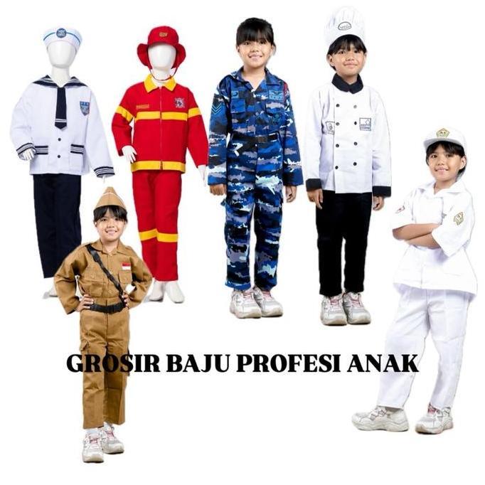 Aqonik.Id - Baju Profesi Anak Komplit Baju Popaye, Baju Damkar , Loreng Auri, Koki Chef , Dokcil , P