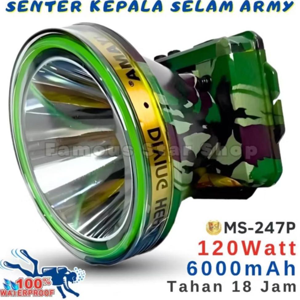 Mitsuyama Ms-247P Senter Kepala 120Watt Cahaya Putih 6000Mah
