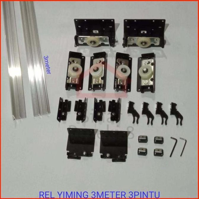 SET Rel Yiming 3 Meter + Roda 3 Pintu / Lemari Sliding Pakaian Geser