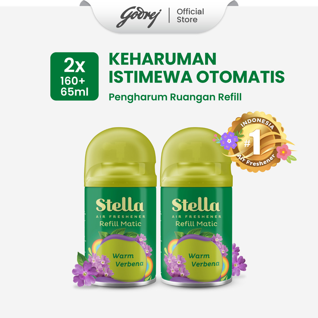 Stella Matic Refill Warm Verbena 160+65ml x2 - Pengharum Ruangan Otomatis