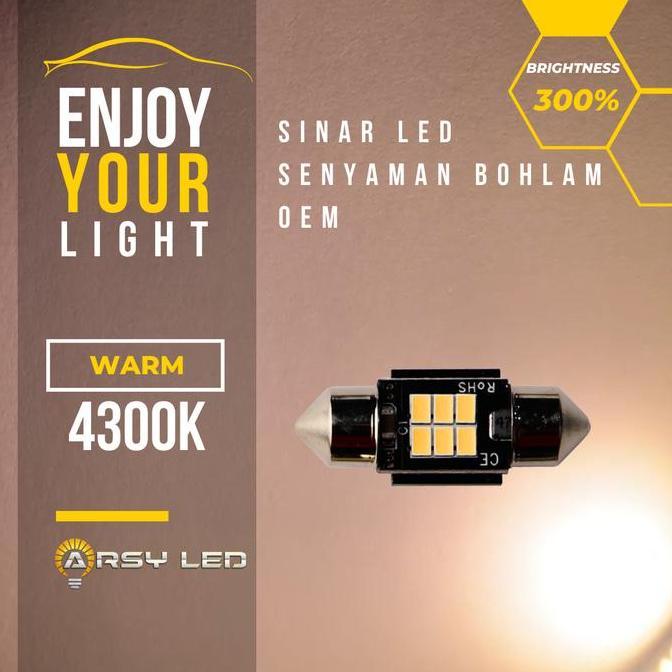 Lampu Led Plafon Mobil Kabin 31 WARM BOHLAM ATOMIC Avanza Xenia Calya