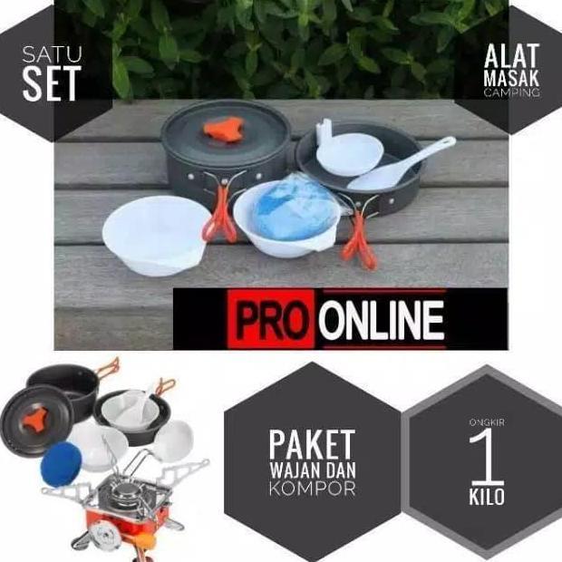 HARGA DISC - Paket Hemat Komplit Cooking Set Nesting 2 Person Kompor Mini Camping KOVAR ZT-202 Porta