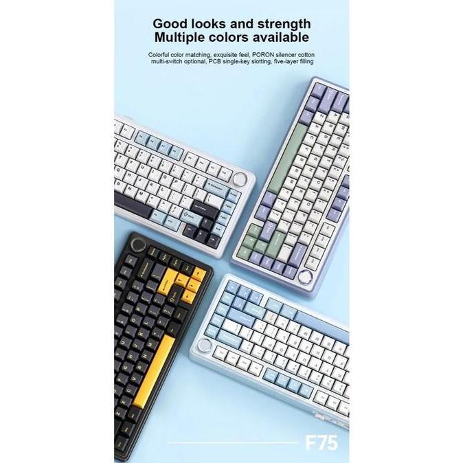 AULA F75 / F-75 Mechanical Gaming Keyboard 3 Mode Connection RGB