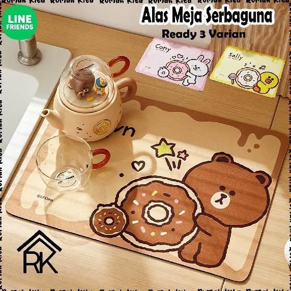 Line Friends - Alas Tatakan Piring Meja Makan Anti Panas Serbaguna/Tatakan Pengering Gelas Anti Slip