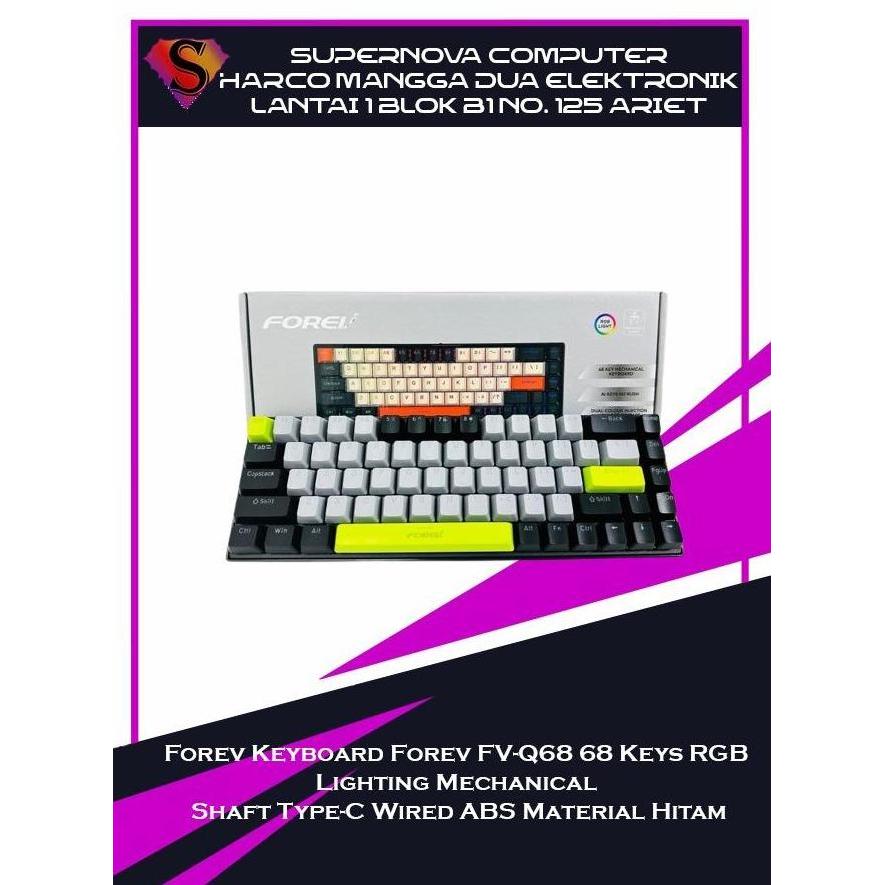 Keyboard Forev FV-Q68 68 Keys Keyboard RBG Lighting Mechanical Shaft Mechanical Keyboard Type-C Wire