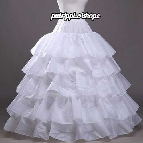 Pengembang Rok Gaun Tanpa Kawat Dilapisi Lima Umpak Kain Satin Petticoat Tanpa Kawat