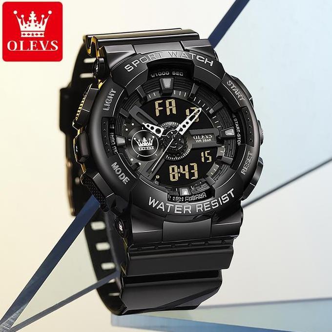Waer- Olevs Jam Tangan Pria Cowok Sport Tch Anti Air Tahan Multifungsi Led Alarm Men Tches With Kota