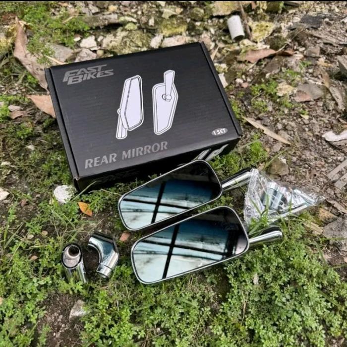 Spion Persegi H2C Circuit Fast Bikes Fb 3229B-70 Chrome Hitam Model Rizoma Full Cnc Aluminium Motor 