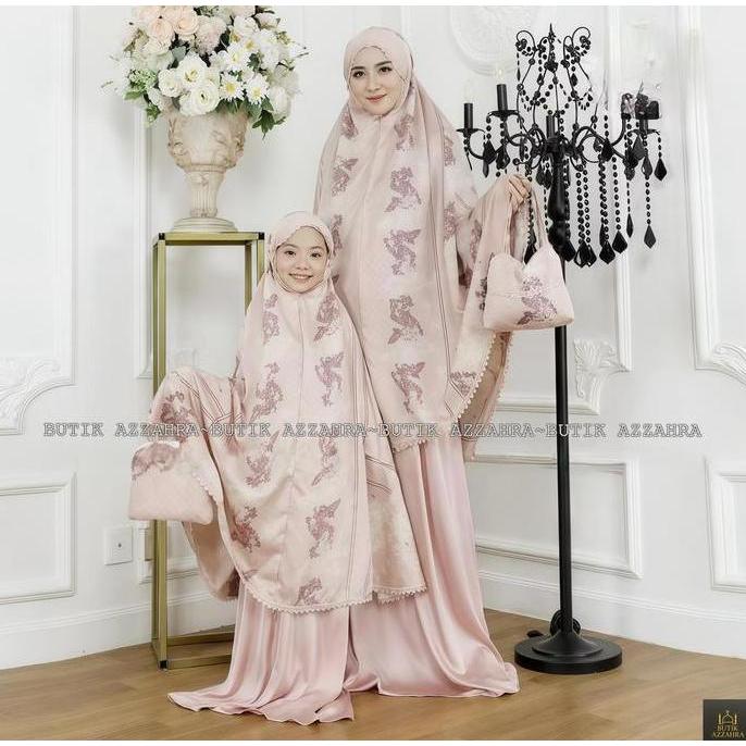 Www- Butik Azzahra Mukena Couple Ibu Dan Anak Armaniyah Silk Atasan Desa Katun Lembut