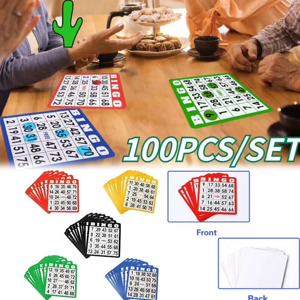 100PCS Kartu Bingo/Bingo Card/Kartu Bingo Ukuran Besarard Set Kartu Bingo Ukuran Besar 5 Warna Atau 