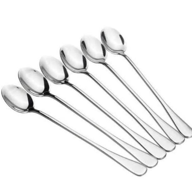 SENDOK TEH PANJANG TEBAL KUALITAS HOTEL ISI 6PCS / SENDOK ES PANJANG TEBAL STAINLESS / SENDOK TEH HO