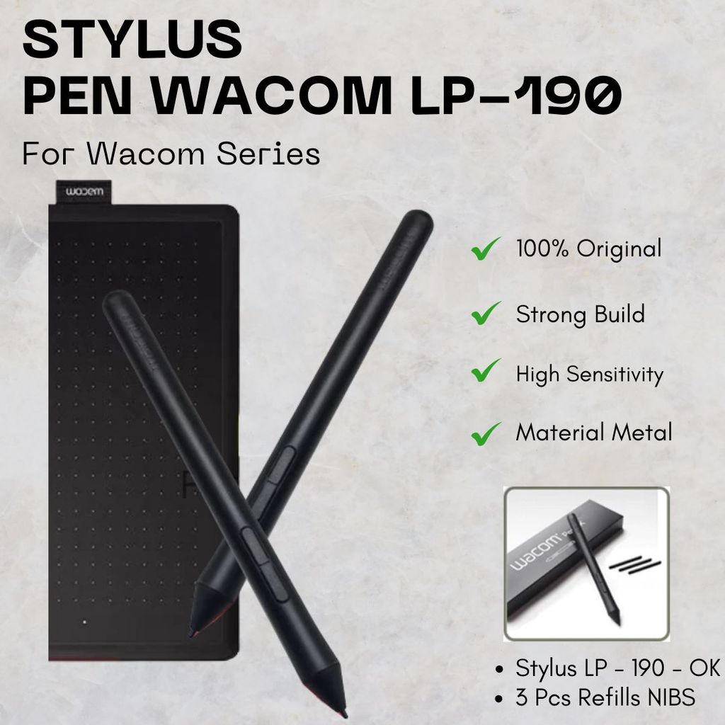 FREE CADANGAN NIB !!! Pen Stylus Pencil Wacom LP-190 Compatible untuk Wacom Intuos / One by Wacom CT