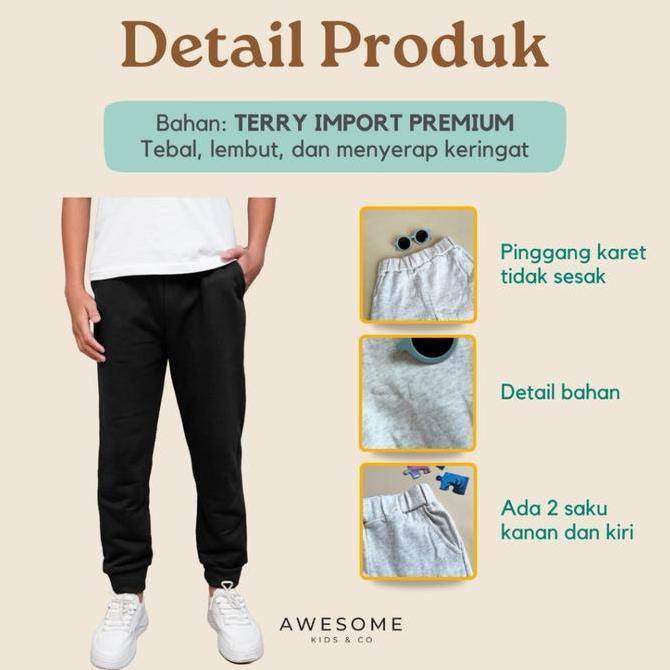 AWESOMEKIDS 12-15th Maxwell  Pants Jogger Training Anak Polos Sport  Branded LCS